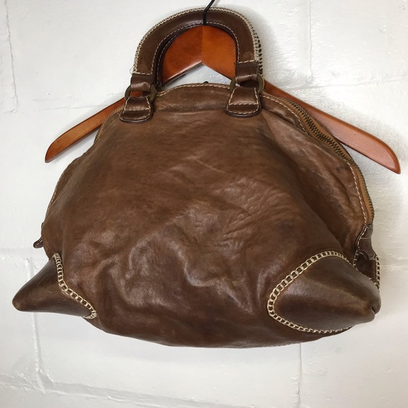 Sissi Rossi Italy Brown Leather Handbag Satchel Purse - Picture 6 of 10
